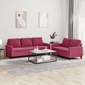 vidaXL 2-delige Loungeset met kussens fluweel wijnrood