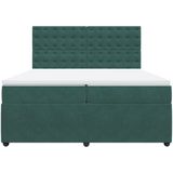 vidaXL Boxspring met matras fluweel donkergroen 200x200 cm