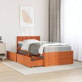 vidaXL Bed met lades en matras massief grenenhout wasbruin 90x190 cm