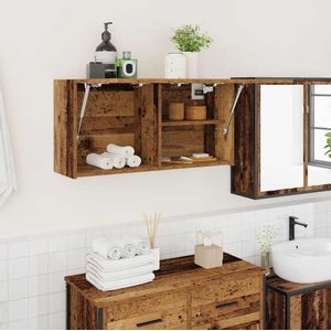 vidaXL Badkamerwandkast 80x25x40 cm bewerkt hout oud houtkleurig