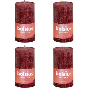 Bolsius - Rustieke Kaars - 4 Stuks - Rood - 13cm