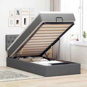 vidaXL Ottoman bed met matras en LED's 90x200 cm stof donkergrijs