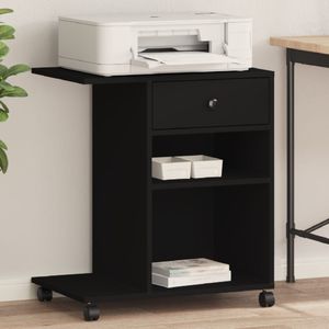 vidaXL Printerkastje met wielen 60x40x68,5 cm zwart