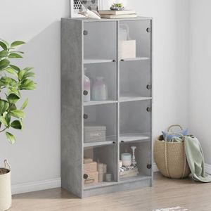 vidaXL Hoge kast met deuren 68x37x142 cm bewerkt hout betongrijs