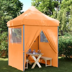 vidaXL Partytent inklapbaar pop-up met 4 zijwanden oranje