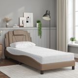 vidaXL Bed met matras kunstleer cappuccinokleurig 90x200 cm