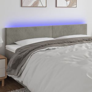 vidaXL - Hoofdbord - LED - 180x5x78/ - cm - fluweel - lichtgrijs