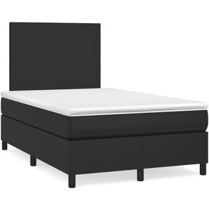 vidaXL Boxspring met matras en LED kunstleer zwart 120x190 cm