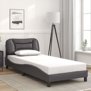 vidaXL Bedframe met hoofdbord kunstleer grijs 80x200 cm