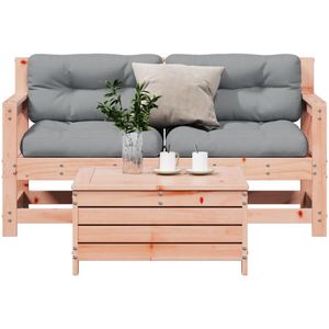 vidaXL 3-delige Loungeset met kussens massief douglashout