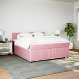 vidaXL Boxspring met matras fluweel roze 180x200 cm