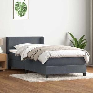 vidaXL Boxspring met matras fluweel donkergrijs 80x210 cm