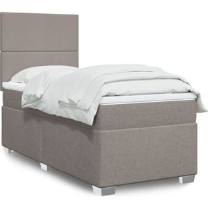 vidaXL Boxspring met matras stof taupe 100x200 cm