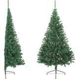 vidaXL Kunstkerstboom met standaard half 210 cm PVC groen