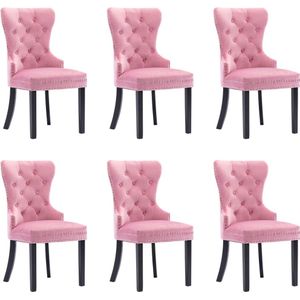 vidaXL Eetkamerstoelen 6 st fluweel roze