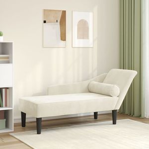 vidaXL Chaise longue met kussens fluweel crÃ¨mekleurig