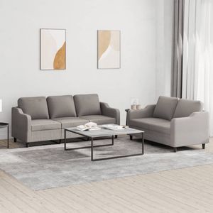 vidaXL 2-delige Loungeset met kussens stof taupe