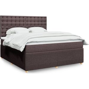 vidaXL Boxspring met matras stof donkerbruin 180x200 cm