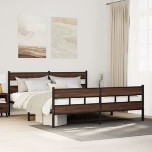 vidaXL Bedframe zonder matras metaal bruin eikenkleur 183x213 cm