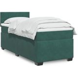 vidaXL Boxspring met matras fluweel donkergroen 80x200 cm