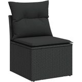vidaXL 8-delige Loungeset met kussens poly rattan zwart
