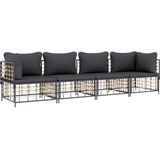 VidaXL Loungeset 4-delig met Kussens - Poly Rattan Antracietkleurig