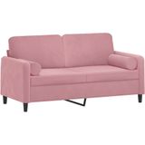 vidaXL Tweezitsbank met sierkussens 140 cm fluweel roze