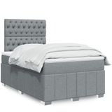 vidaXL Boxspring met matras stof lichtgrijs 120x200 cm
