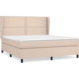 vidaXL Boxspring met matras kunstleer cappuccinokleurig 160x200 cm