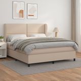 vidaXL Boxspring met matras kunstleer cappuccinokleurig 160x200 cm