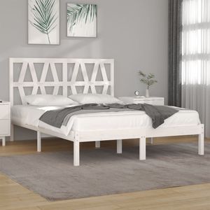 vidaXL Bedframe massief grenenhout wit 150x200 cm 5FT King Size