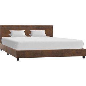 vidaXL Bedframe kunstsuède bruin 120x200 cm