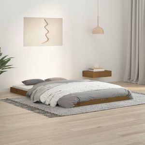 vidaXL Bedframe massief grenenhout honingbruin 120x190 cm