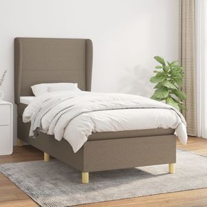 vidaXL Boxspring met matras stof taupe 90x200 cm