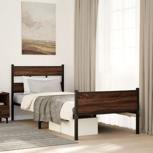 vidaXL Bedframe zonder matras bewerkt hout bruin eikenkleur 90x200 cm