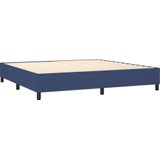 vidaXL Boxspring met matras stof blauw 200x200 cm