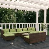 VidaXL 10-delige Loungeset met Kussens - Poly Rattan Bruin