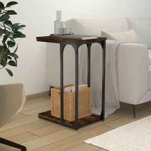 vidaXL - Bijzettafel - 40x30x60 - cm - bewerkt - hout - gerookt - eikenkleurig