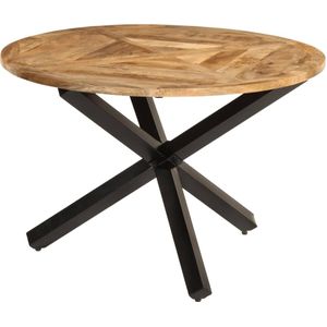 vidaXL Eettafel Ã˜110x76 cm massief ruw mangohout