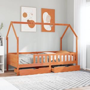 vidaXL Kinderbedframe met lades 80x200 cm massief grenenhout