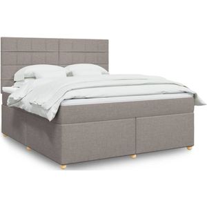 vidaXL Boxspring met matras stof taupe 180x200 cm