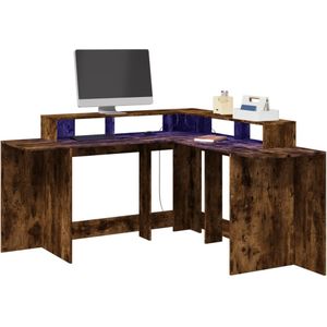 vidaXL Bureau met LED-verlichting 152x152x91 cm hout gerookt eiken