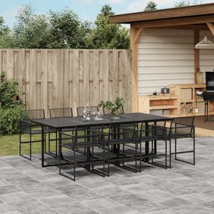 vidaXL 9-delige Tuinset poly rattan zwart