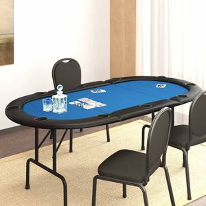 vidaXL - Pokertafel - voor - 10 - spelers - inklapbaar - 207x106x76 - cm - blauw