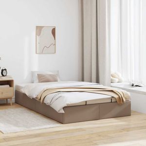 vidaXL Bedframe zonder matras 120x200 cm kunstleer cappuccinokleurig