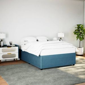 vidaXL Bedframe fluweel blauw 160x200 cm