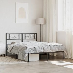 vidaXL Bedframe met hoofdbord metaal zwart 140x190 cm