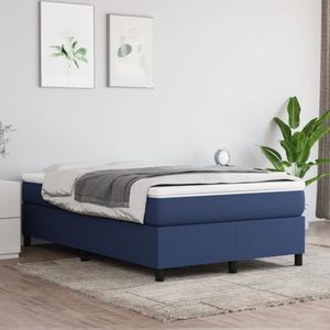 VidaXL Boxspring met Matras - Stof Blauw - 120x200 cm