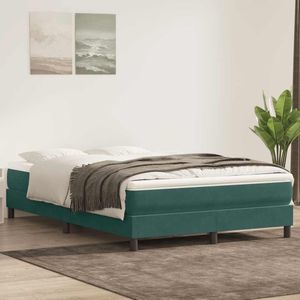 vidaXL Boxspring met matras fluweel donkergroen 160x210 cm