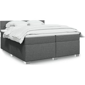 vidaXL Boxspring met matras stof donkergrijs 200x200 cm